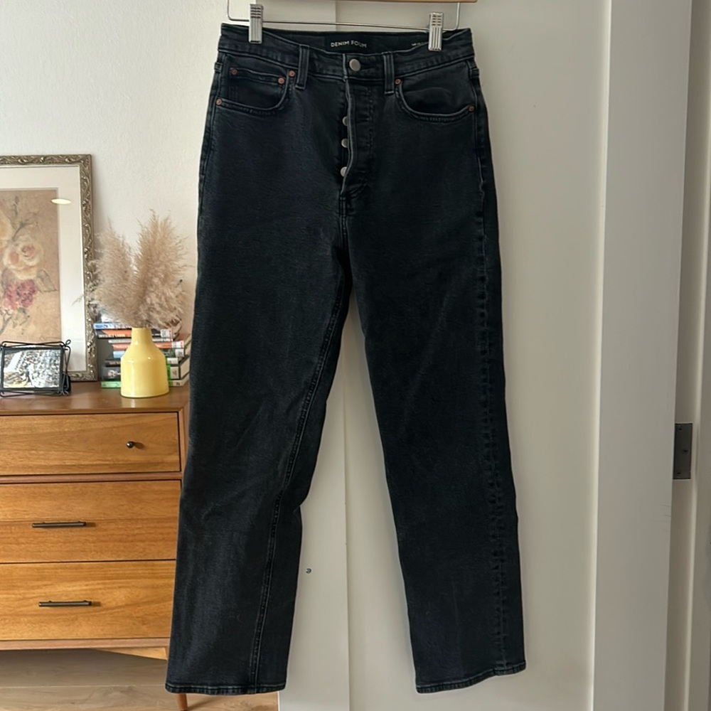 Black straight leg jeans